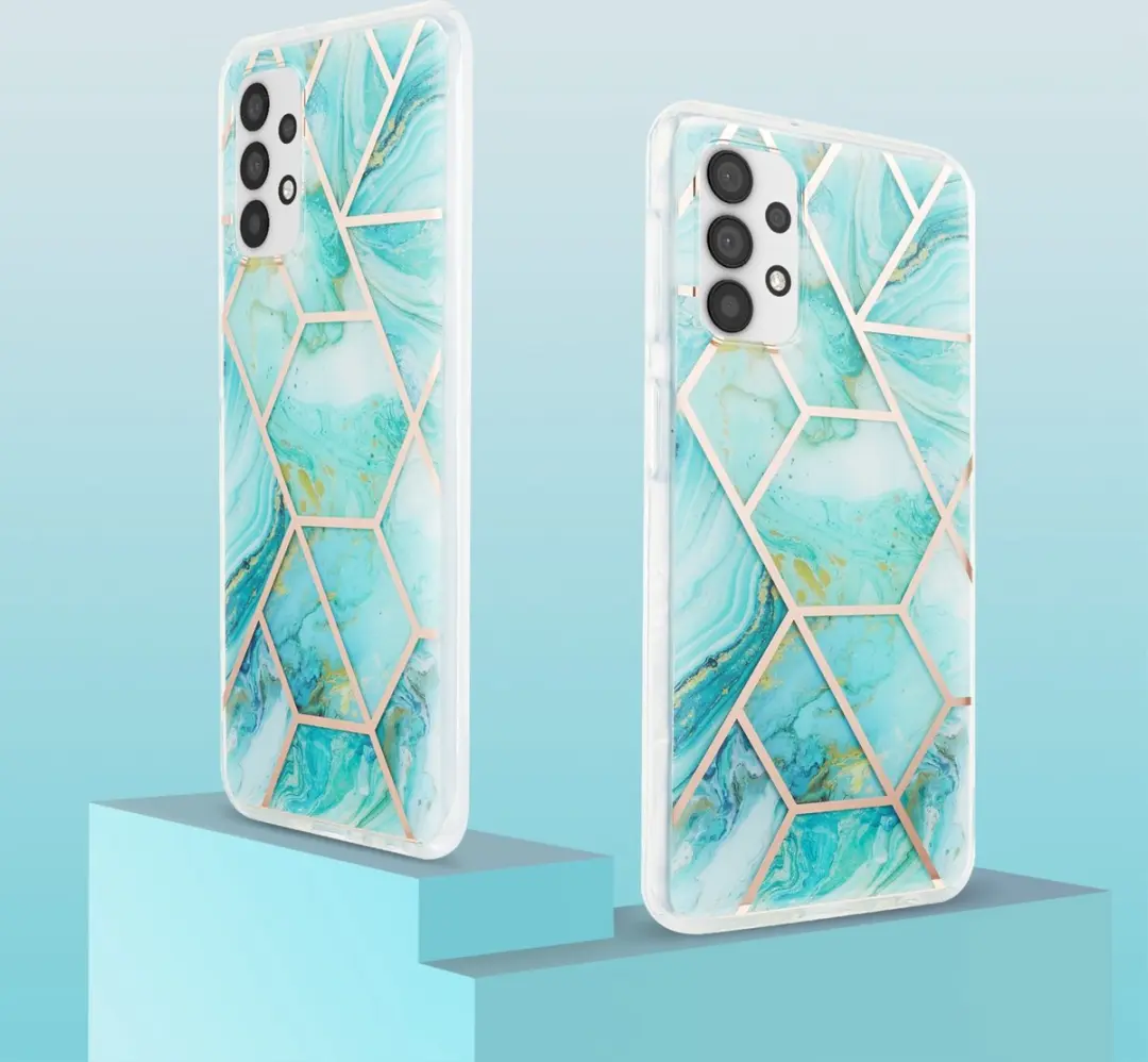 Fonu Marmer Hoesje Samsung Galaxy A72 - Turquoise
