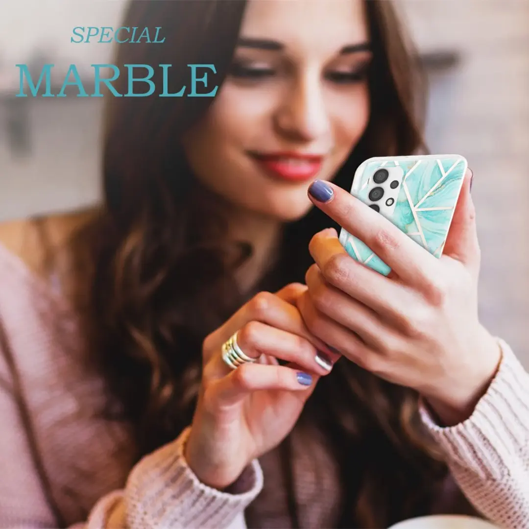 Fonu Marmer Hoesje Samsung Galaxy A72 - Turquoise - afbeelding 6 van 6