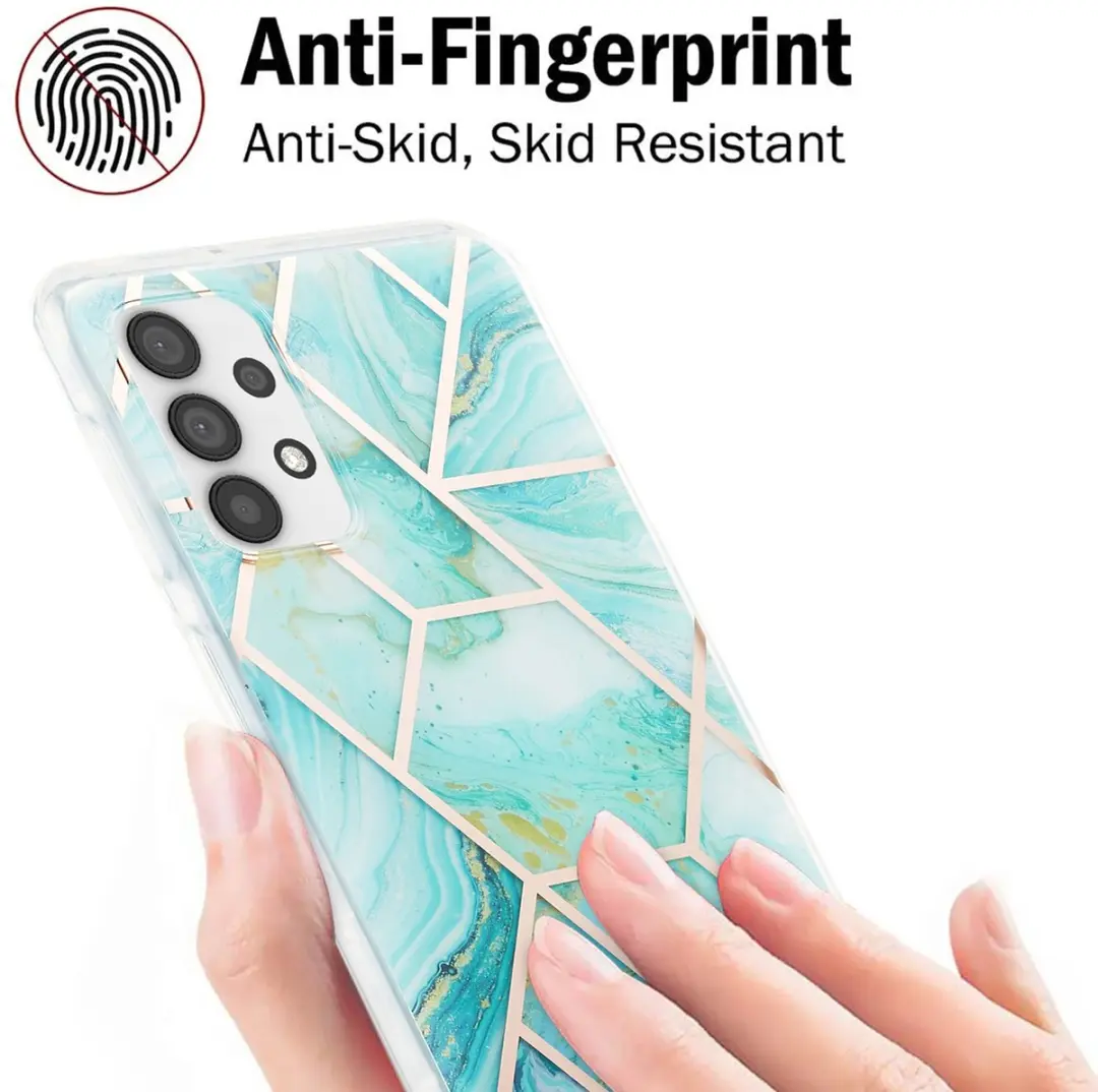 Fonu Marmer Hoesje Samsung Galaxy A72 - Turquoise