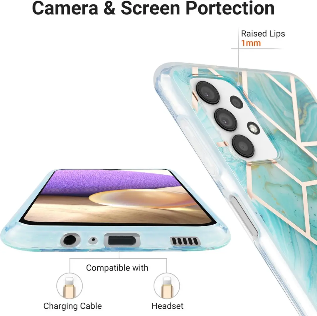 Fonu Marmer Hoesje Samsung Galaxy A72 - Turquoise