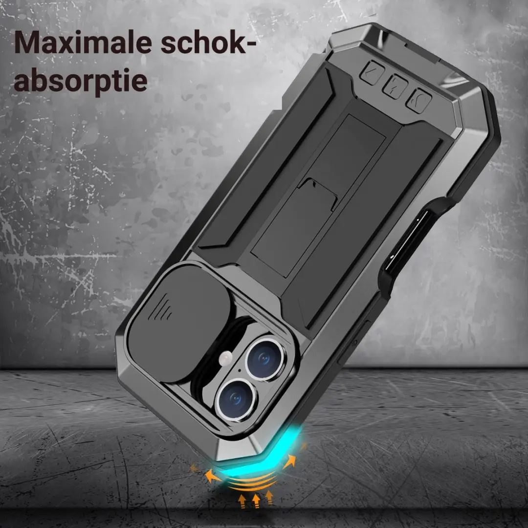 Fonu iPhone 16 Plus Stofdicht Metal Hoes - Zwart