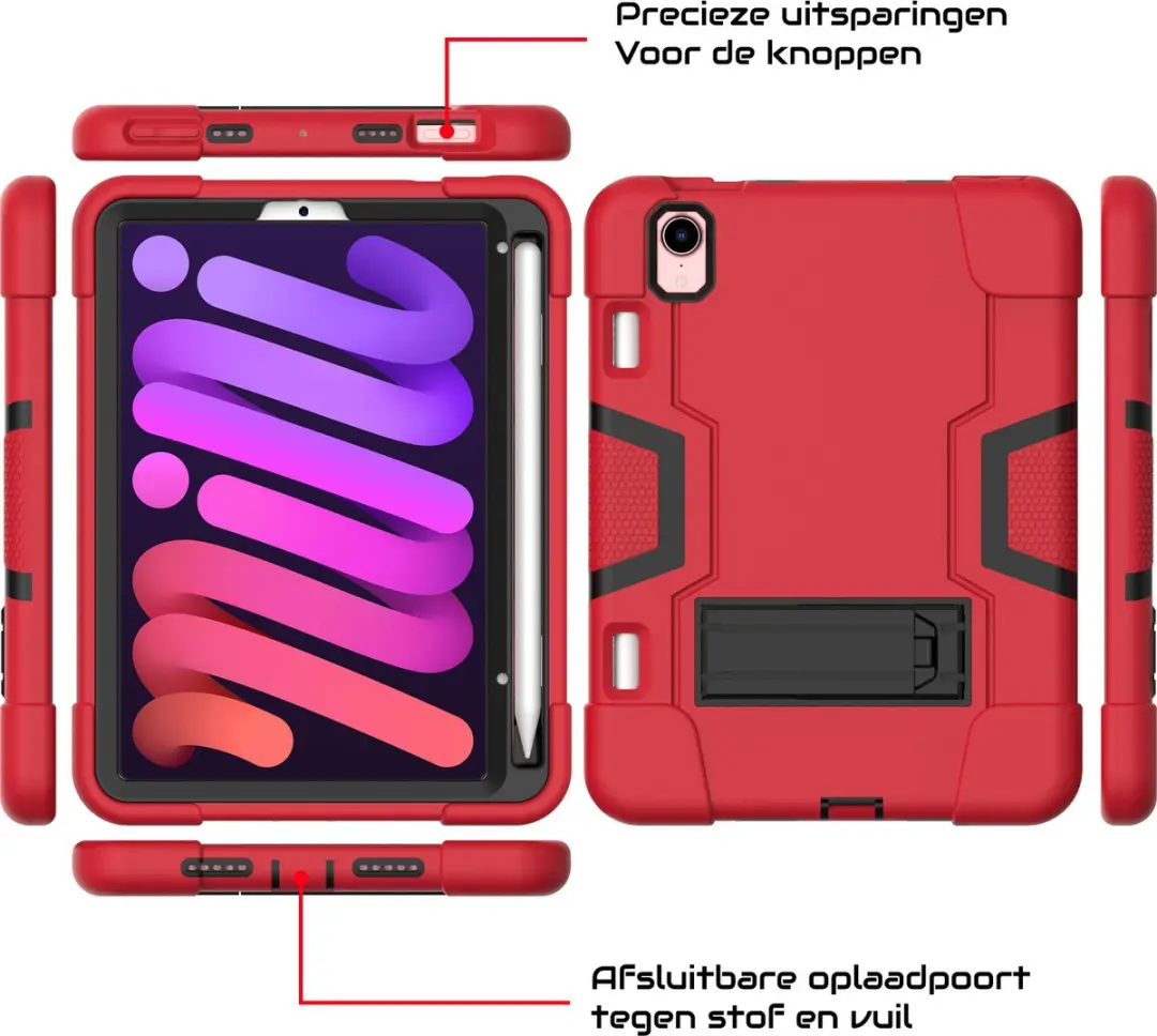Fonu Shockproof Standcase Cover 8.3 inch - Rood