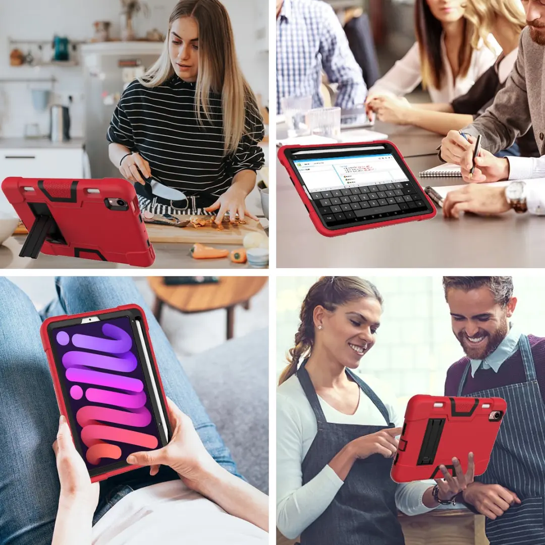 Fonu Shockproof Standcase Cover 8.3 inch - Rood - afbeelding 6 van 6