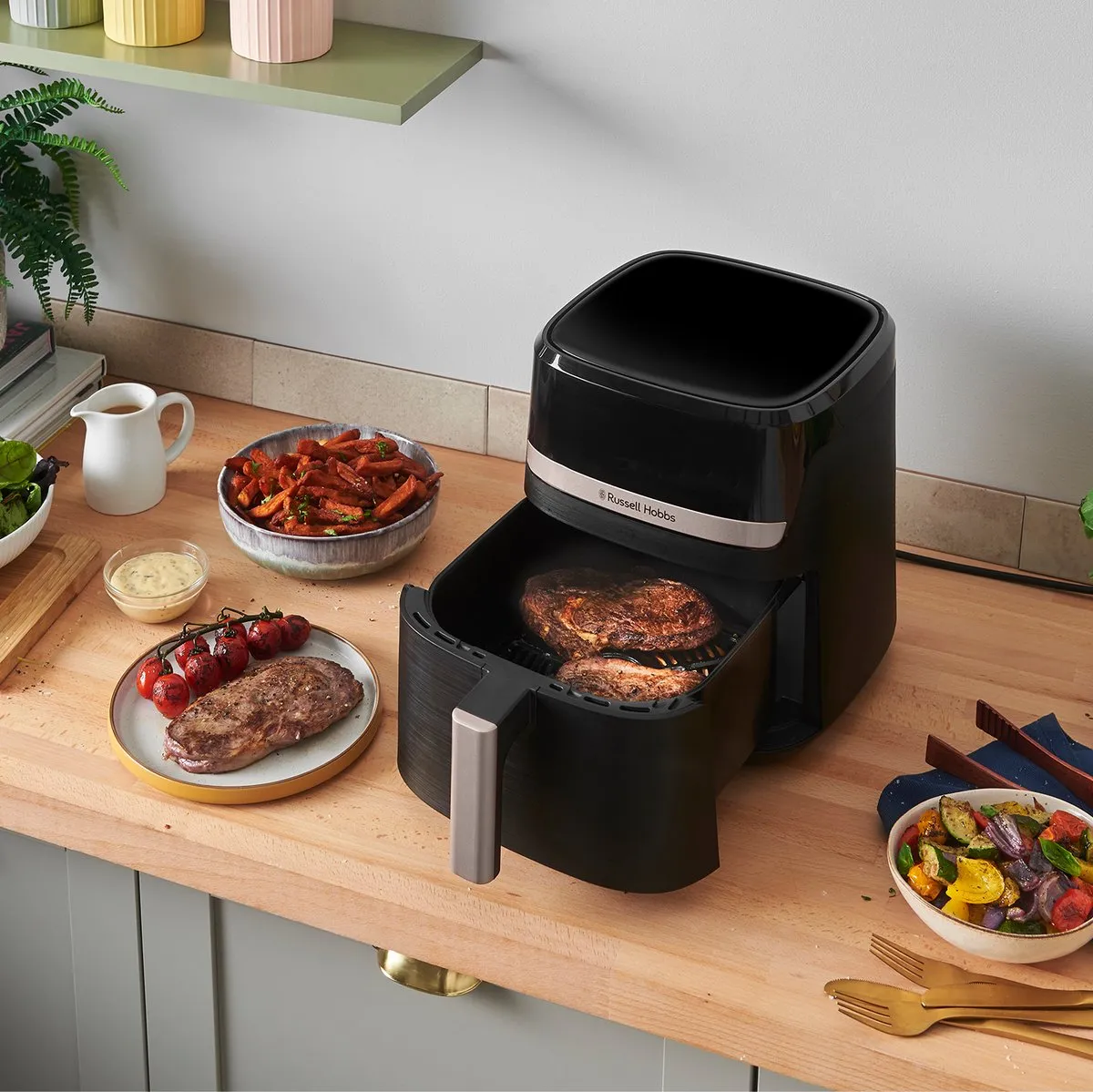 Russell Hobbs Satisfry 5.5L Airfryer 1500W - Zwart/Champagne - afbeelding 6 van 6