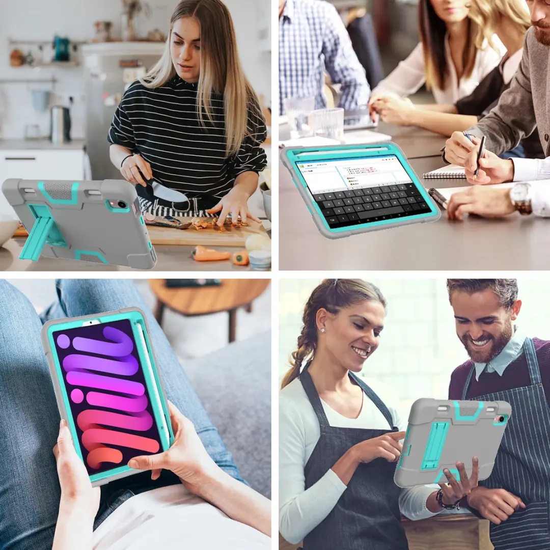 Fonu Shockproof Standcase Cover 8361 - iPad Mini 6/7 Grijs - afbeelding 6 van 6