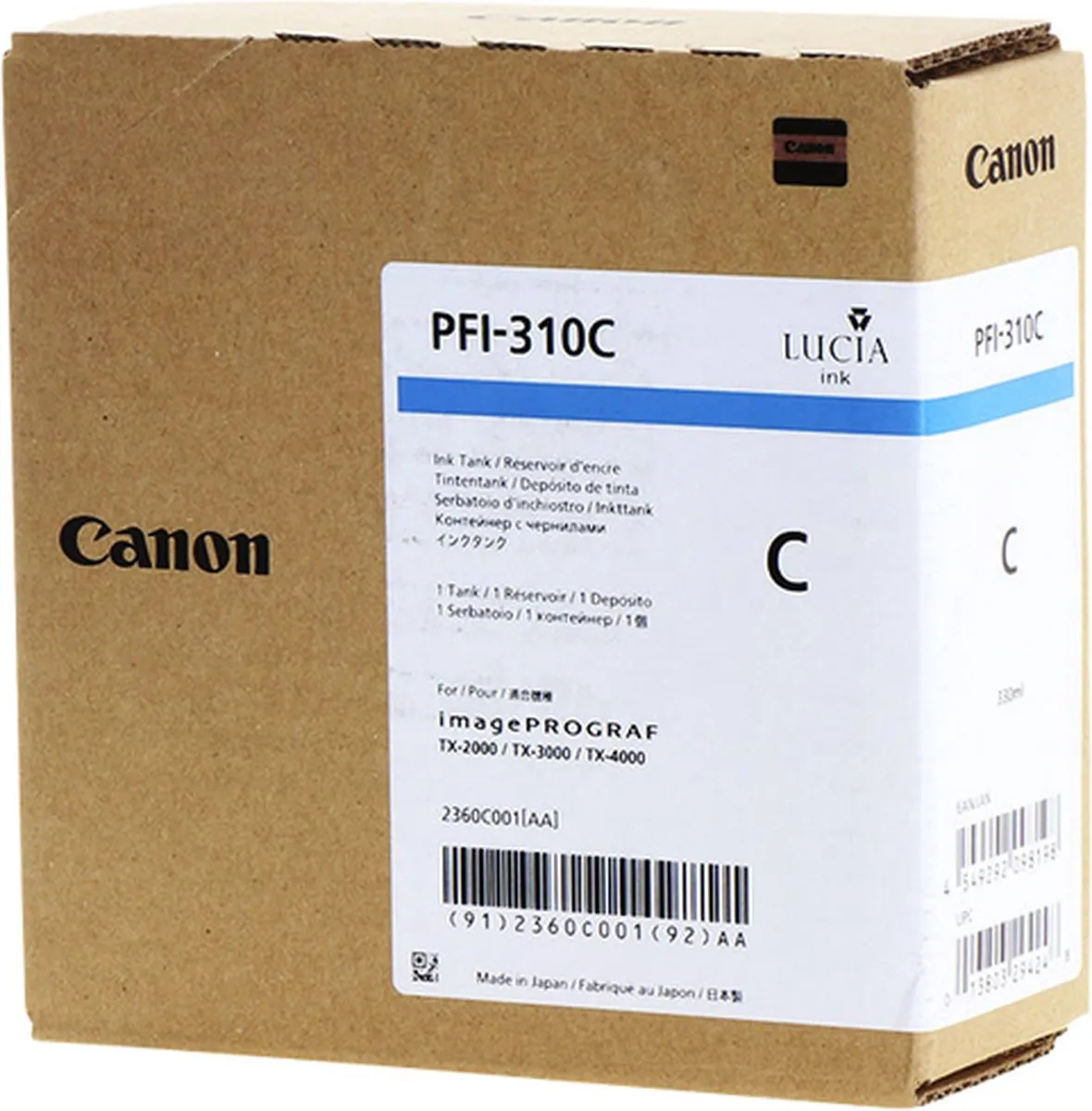 Canon PFI-310C Cyaan Inktcartridge 330ml