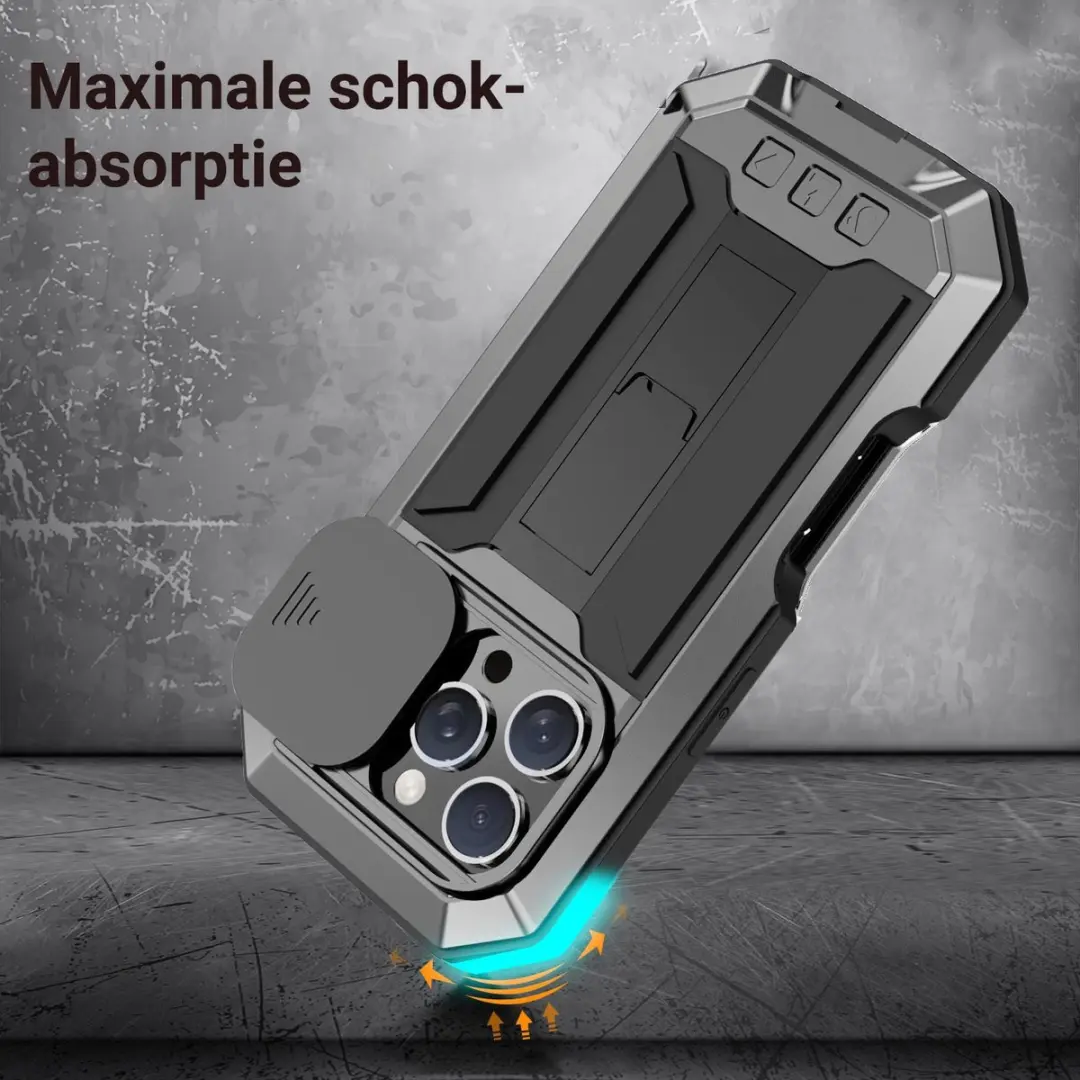 Fonu iPhone 16 Pro Max Stofdicht Metal Hoes - Zwart