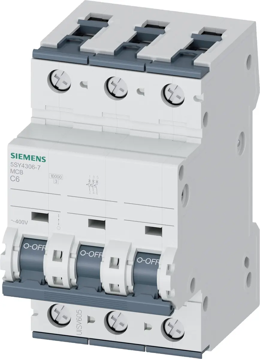 Siemens Automaat LS 63 3P 6A C 10kA 5SY4306-7