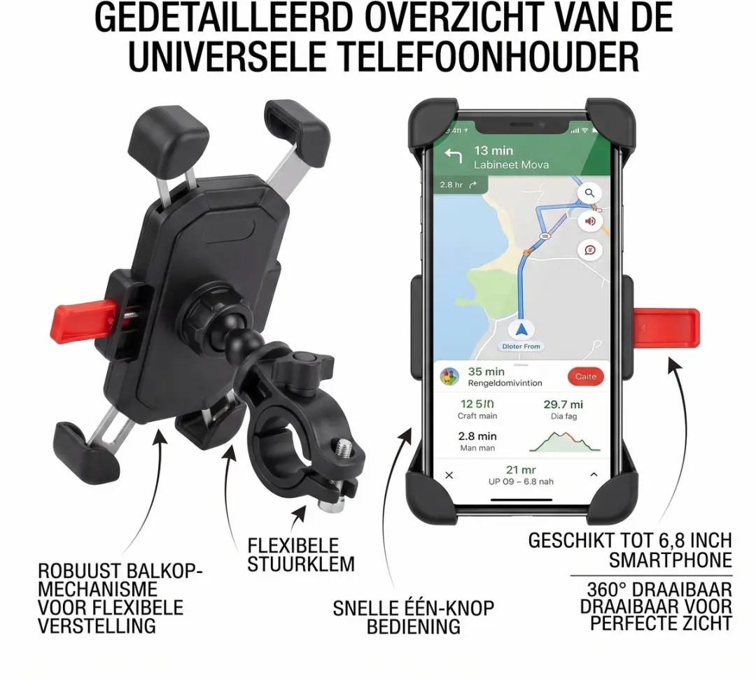 Fonu.nl Telefoonhouder Fiets 360° Draaibaar - Zwart