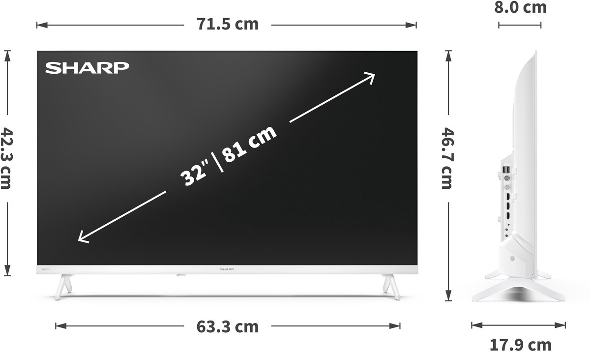 Sharp 32HF2265 - 32 inch - HD-Ready Google TV - wit