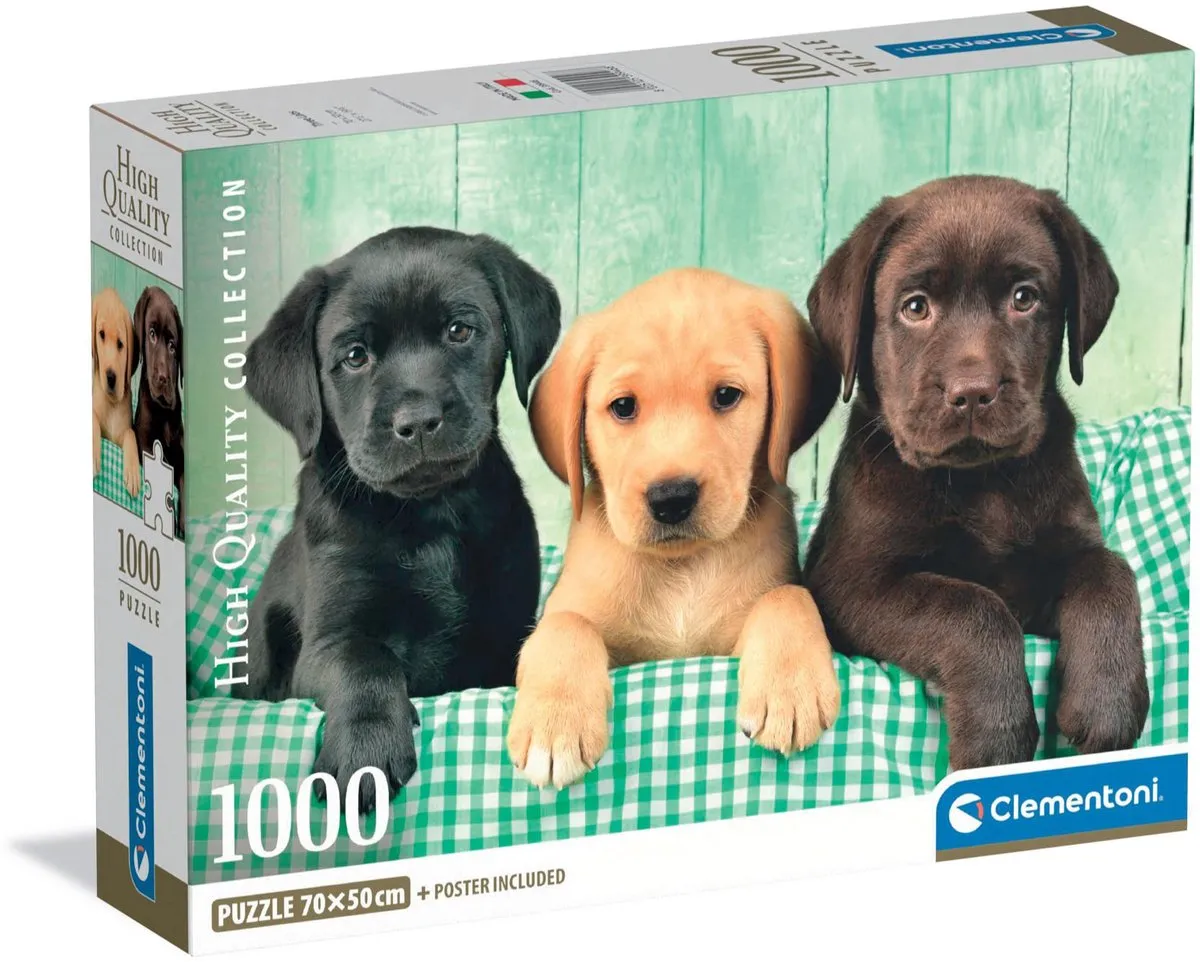 Clementoni Puzzel 1000 Stuks Drie Labradors - Multikleur