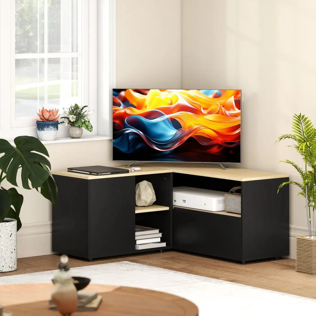 Homcom TV-standaard 90x90x45cm - Zwart