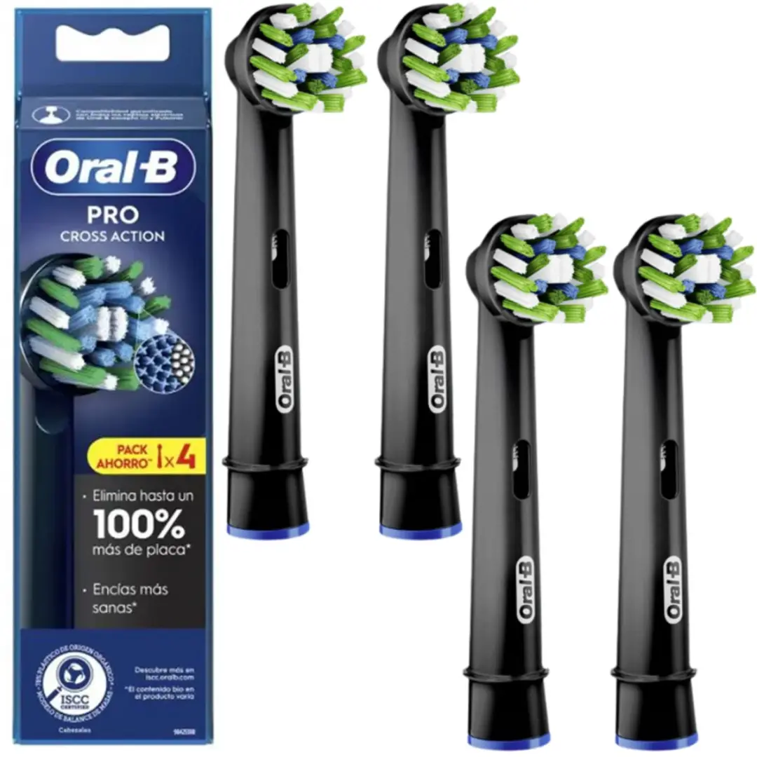 Oral-B CrossAction Opzetborstels EB50BRX/4 - 4 Stuks - Zwart