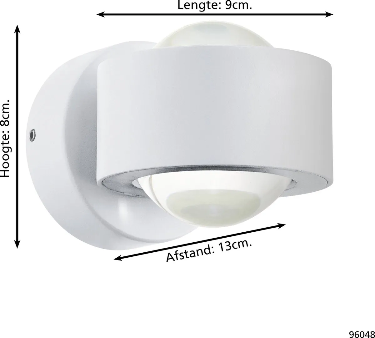 Eglo Ono 2 Wandlamp - 2 Lichtpunten - Wit - afbeelding 6 van 6