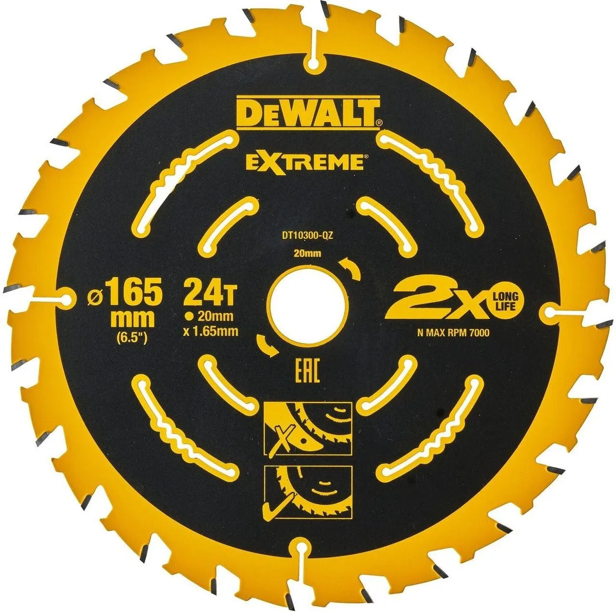 DeWalt DT10300 Extreme Cirkelzaagblad 165mm - 24 Tanden - Hout