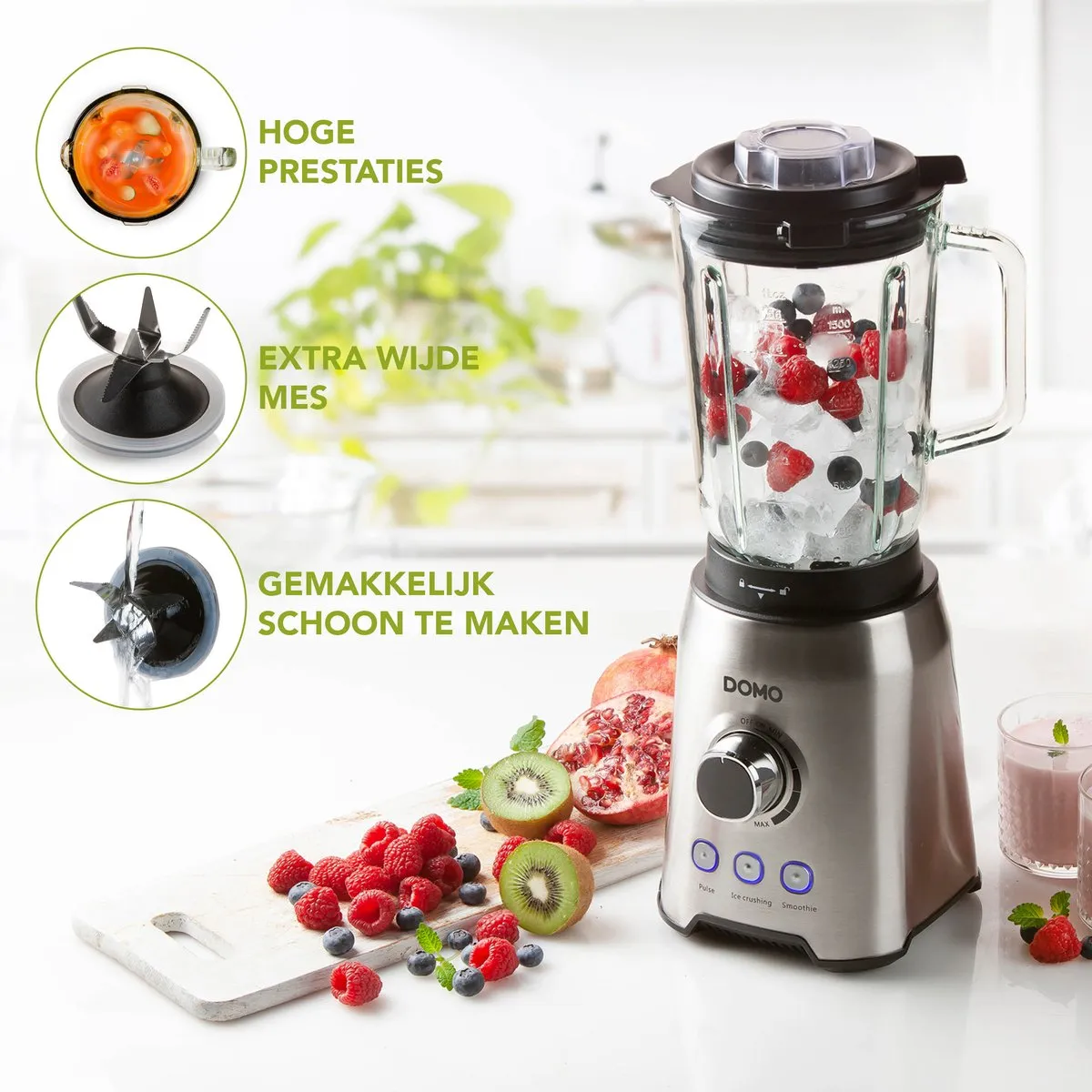 Domo DO710BL Blender 1000W - 1,5L Glazen Kan