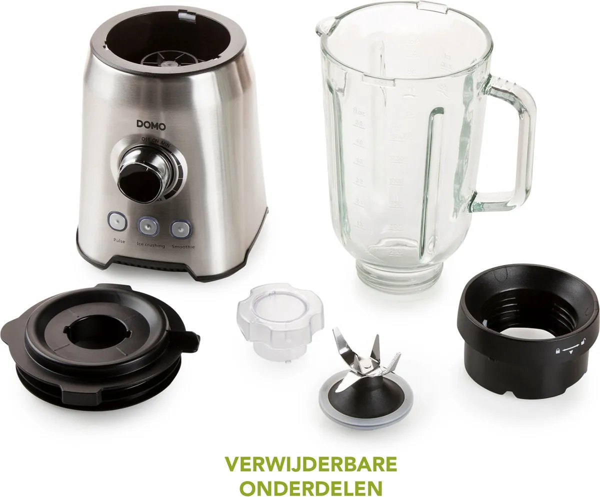 Domo DO710BL Blender 1000W - 1,5L Glazen Kan