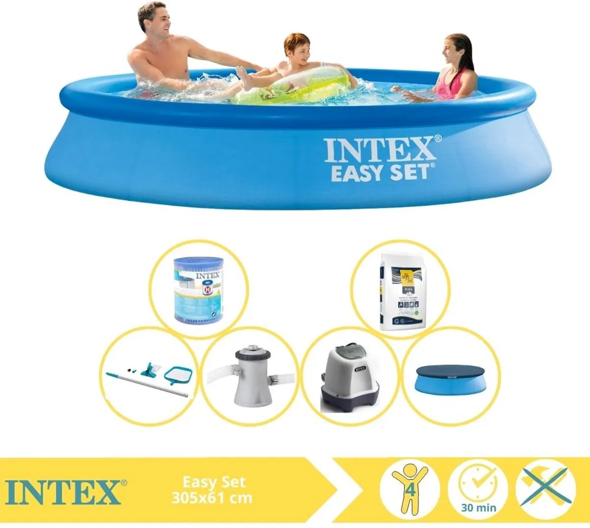 Intex Easy Set 28116NP Opblaaszwembad 305x61cm - Blauw - 3077L