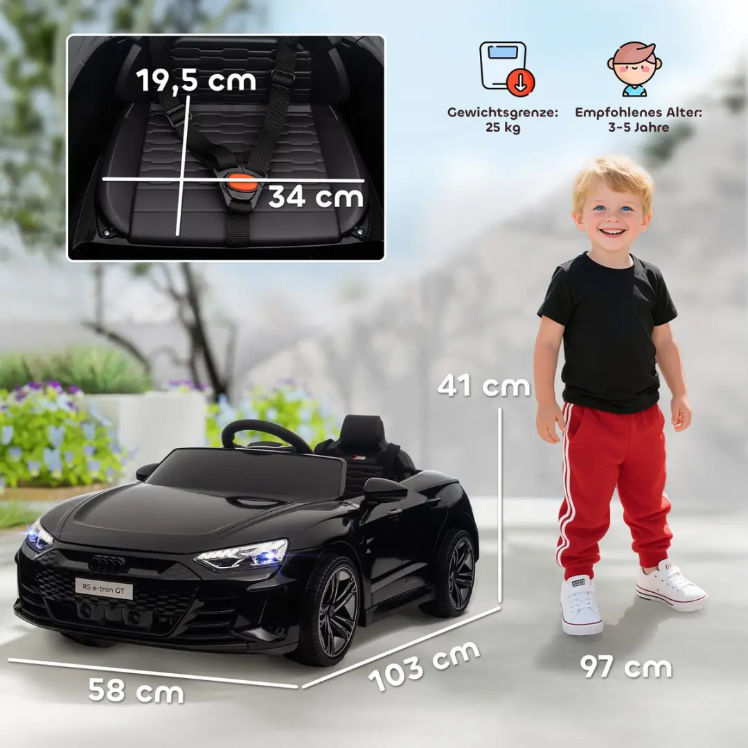 Homcom Kinderauto met afstandsbediening 370-220V90 - Zwart - afbeelding 6 van 6