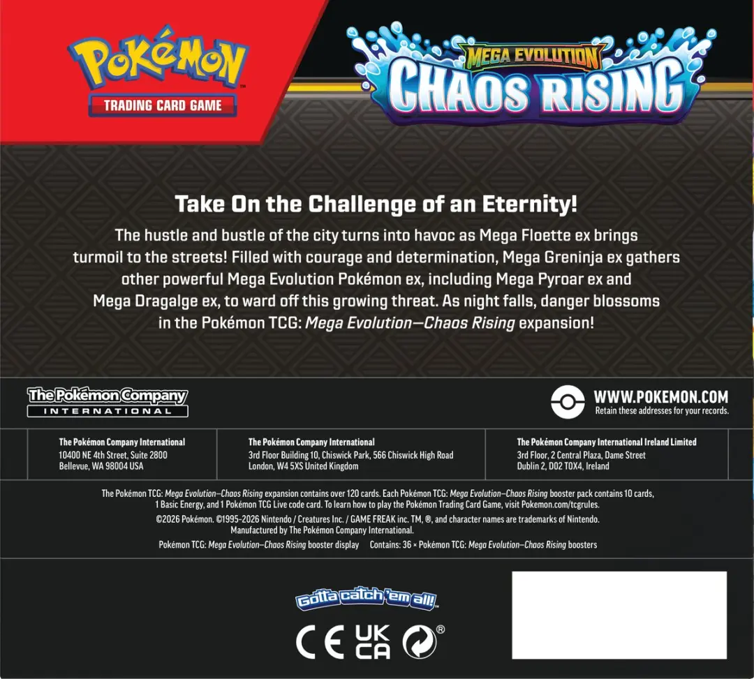 Pokémon Mega Evolution Chaos Rising Booster Box - 99 Spelers