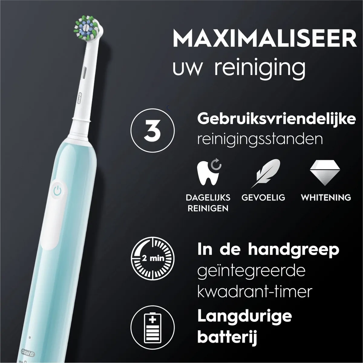 Oral-B Pro Series 1 PRO1CRSDUO Elektrische Tandenborstel - 2 Stuks - Zwart/Blauw