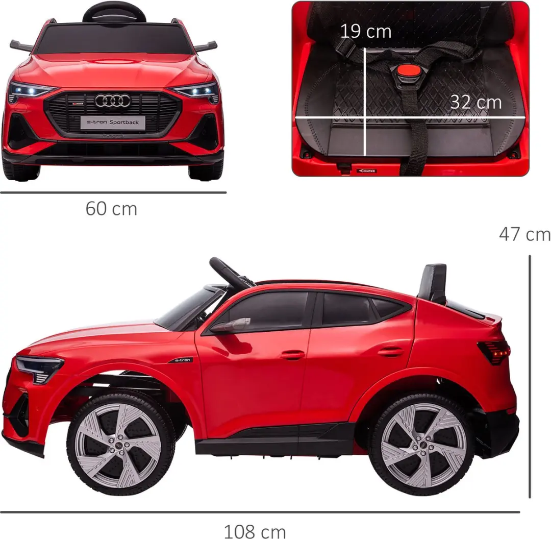 Homcom Rijden op Auto - 108x60x47cm - Rood - 370-172V90RD