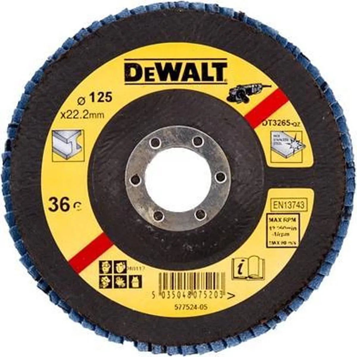 DeWalt DT3265 Lamellenschijf 125mm - Gebogen K36
