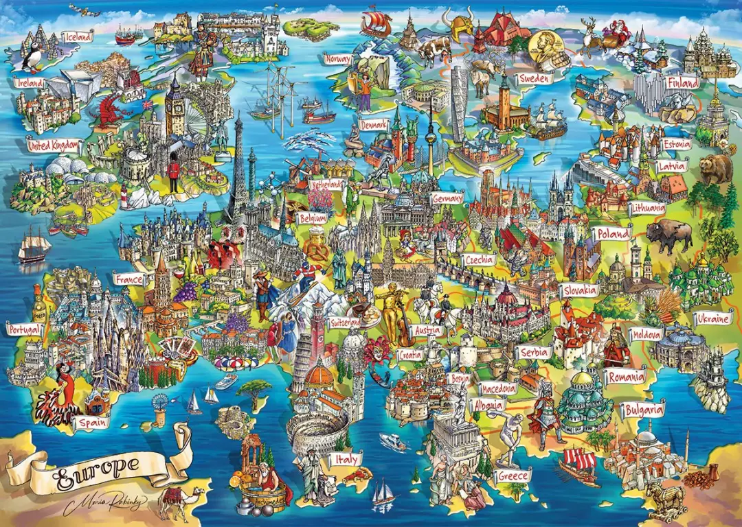 Eurographics Europa Kaart Puzzel 2000 Stuks