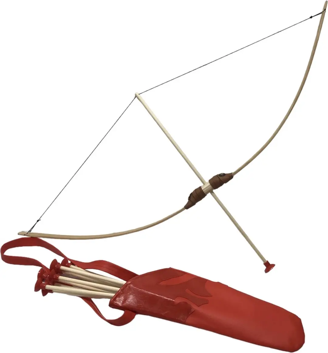Simply for Kids Houten Pijl en Boog Set 100cm - 10 Pijlen - Rugkoker Rood
