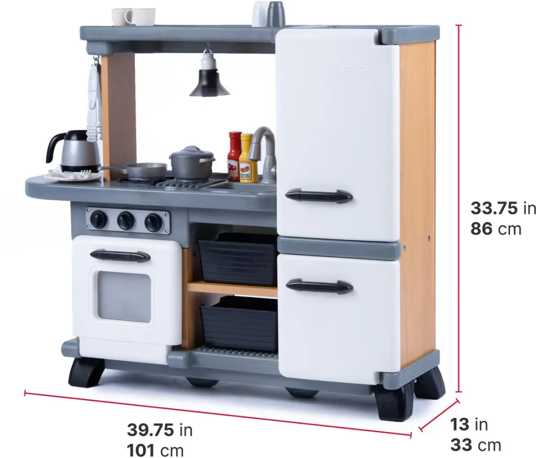 Step2 Harmony Houten Look Kinderkeuken - Wit/Grijs - 25-delig