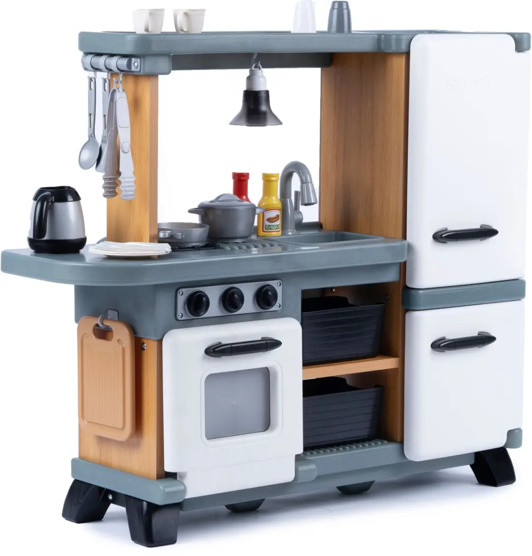 Step2 Harmony Houten Look Kinderkeuken - Wit/Grijs - 25-delig