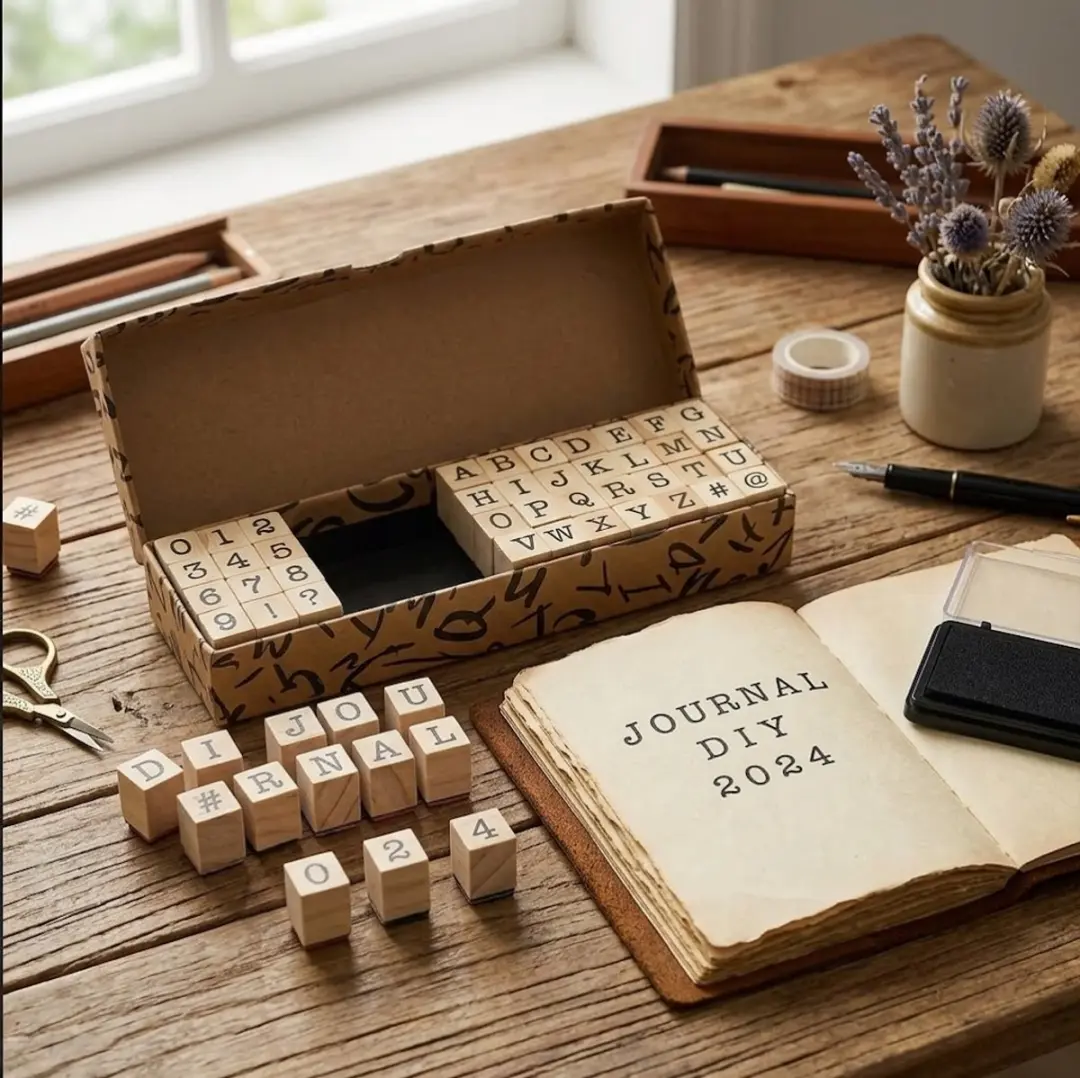 NUVEX Houtkleurige Stempels Set - Letters/Cijfers/Symbolen - 1 Stuk