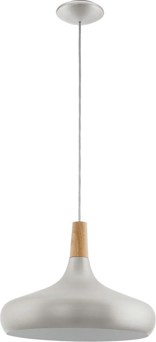 Eglo Sabinar Hanglamp E27 - Staal/Hout Bruin/Zilver