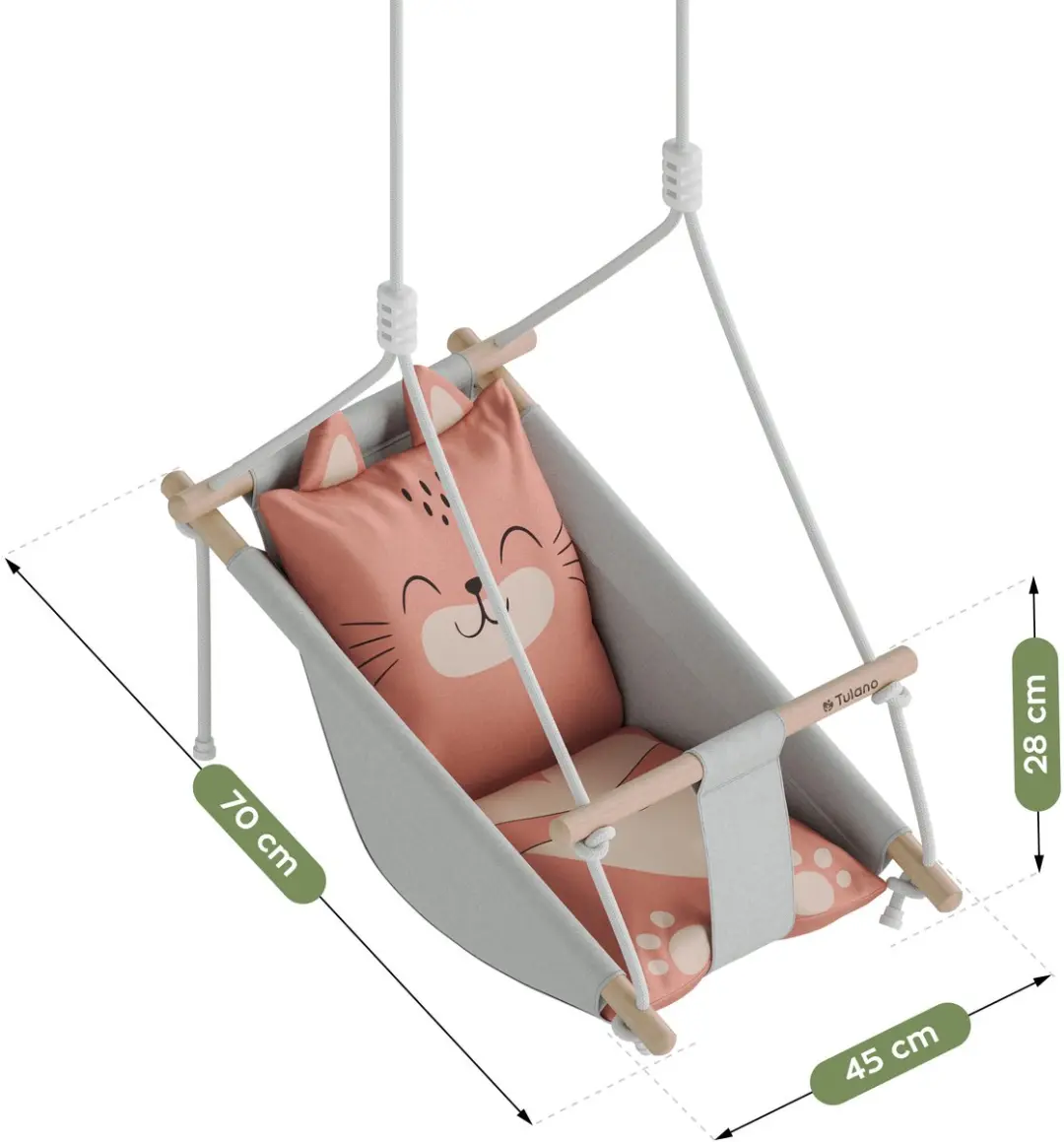 Tulano Hop 45 Cat Babyschommel - Grijs/Roze - afbeelding 6 van 6