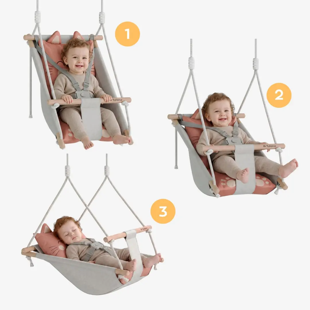 Tulano Hop 45 Cat Babyschommel - Grijs/Roze
