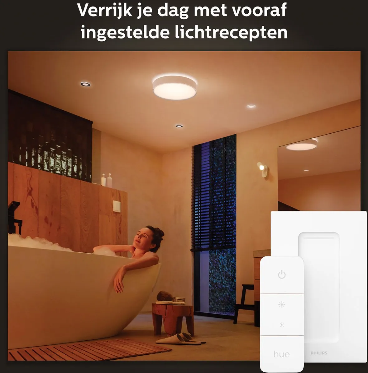 Philips Hue Devere Plafondlamp 38cm - Wit - 1 Dimmer Switch - afbeelding 6 van 6