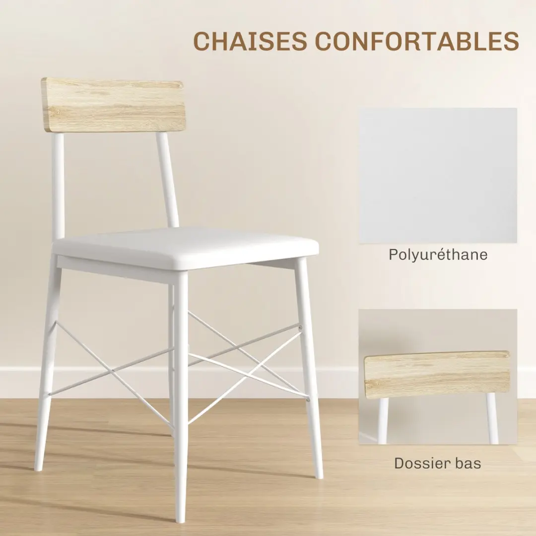 Homcom Eettafelset 70x75cm Eiken - 1 Tafel + 2 Stoelen