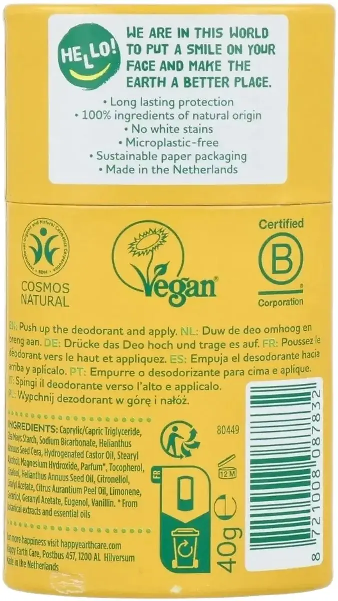 Happy Earth Jasmine Ho Wood Deodorant Stick 40g