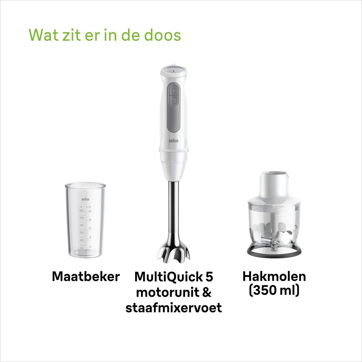 Braun MultiQuick 5 MQ50.201M Staafmixer - 1000W - Wit - afbeelding 6 van 6