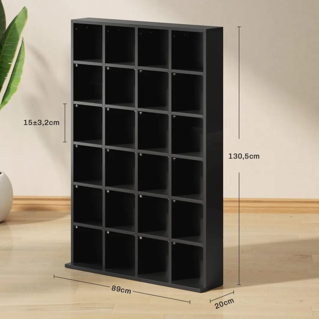 Homcom CD-opbergmeubel 831-040V80BK - 40 Vakken - 89x20x130,5cm - Zwart