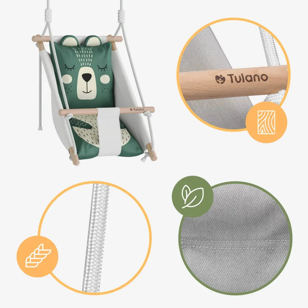 Tulano Hop 45 Bear Schommelstoel - Grijs/ Groen