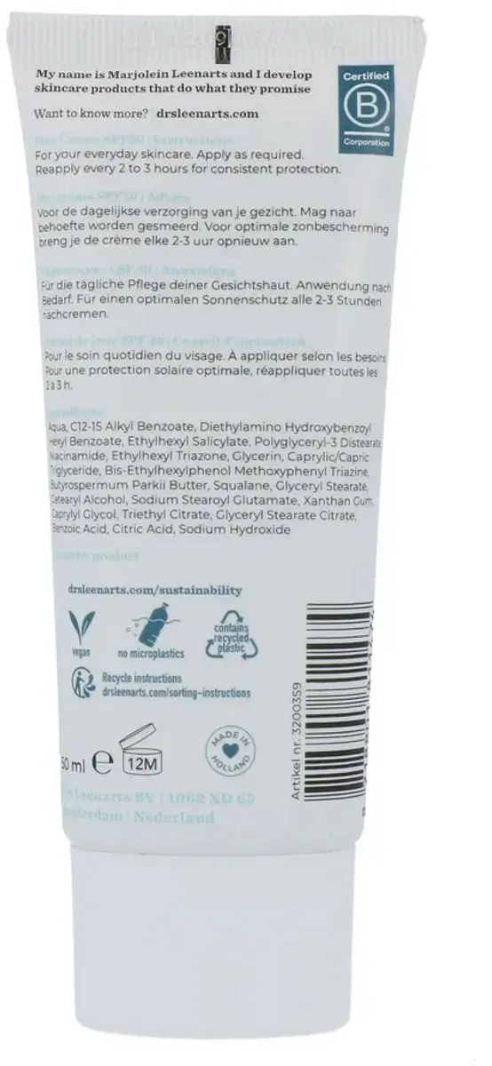 Drs Leenarts Dagcrème SPF30 50ml - Zeer droge huid