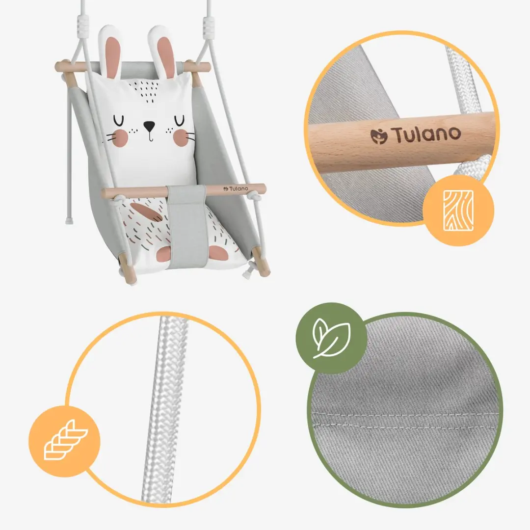 Tulano Hop 45 Rabbit Babyschommel - Grijs/Wit