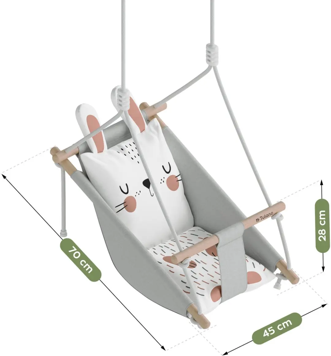 Tulano Hop 45 Rabbit Babyschommel - Grijs/Wit - afbeelding 6 van 6