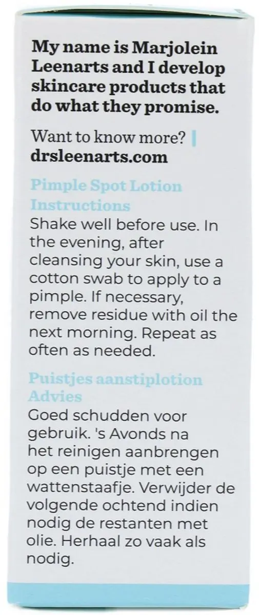 Drs Leenarts Aanstiplotion 15ml - Puistjes - Sulfur/Zinkoxide