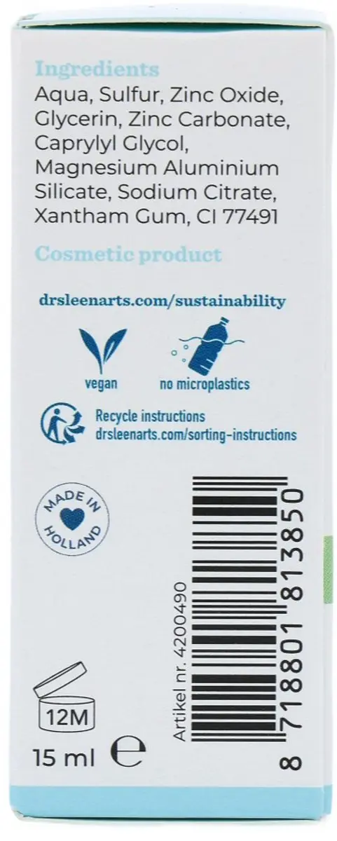 Drs Leenarts Aanstiplotion 15ml - Puistjes - Sulfur/Zinkoxide