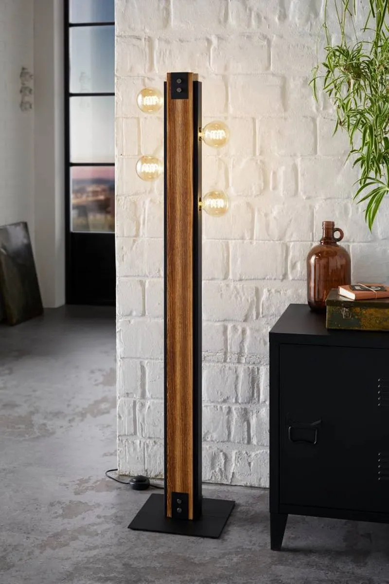 Eglo Layham Vloerlamp E27 - 127,5 cm - Zwart/Bruin