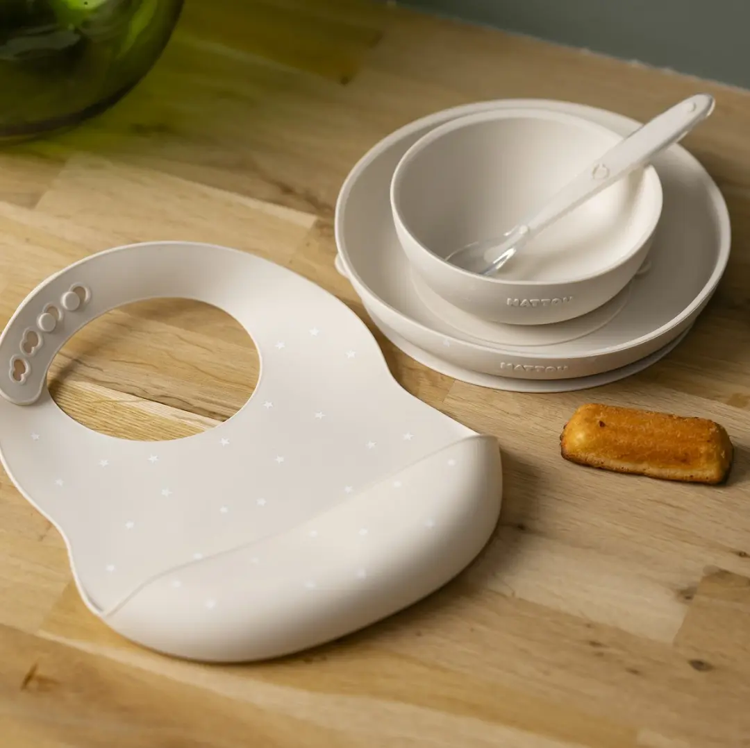 Nattou Silicone Kinderservies Bavet - 4 Stuks - Klei met Sterren