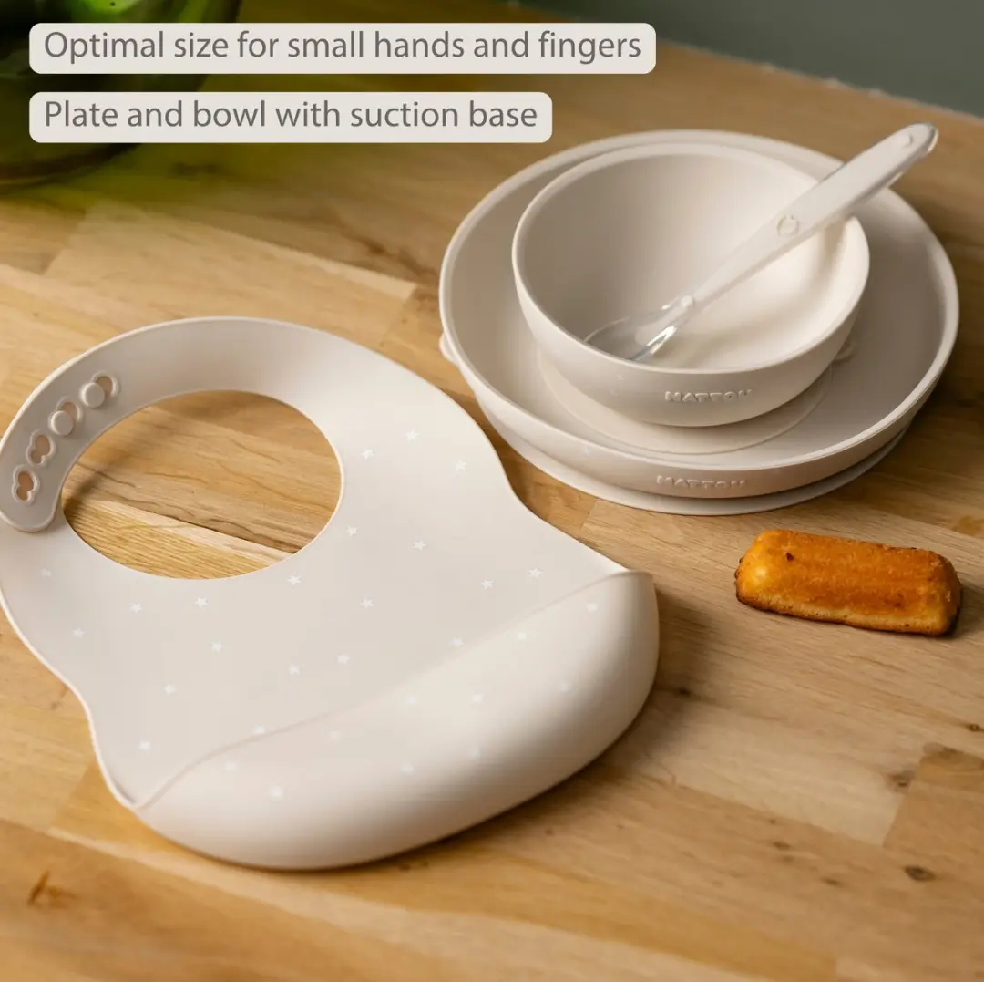 Nattou Silicone Kinderservies Bavet - 4 Stuks - Klei met Sterren