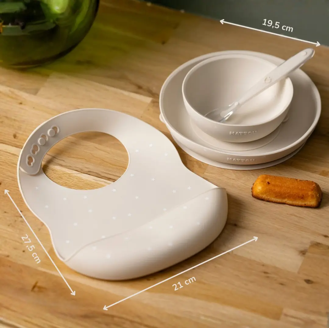 Nattou Silicone Kinderservies Bavet - 4 Stuks - Klei met Sterren